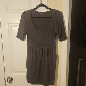 Forever 21 Charcoal Scoop Neck Short Sleeve Mini Dress